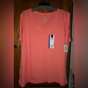 Members Mark Orange V-Neck Tee, Plus Size XXL, NWT